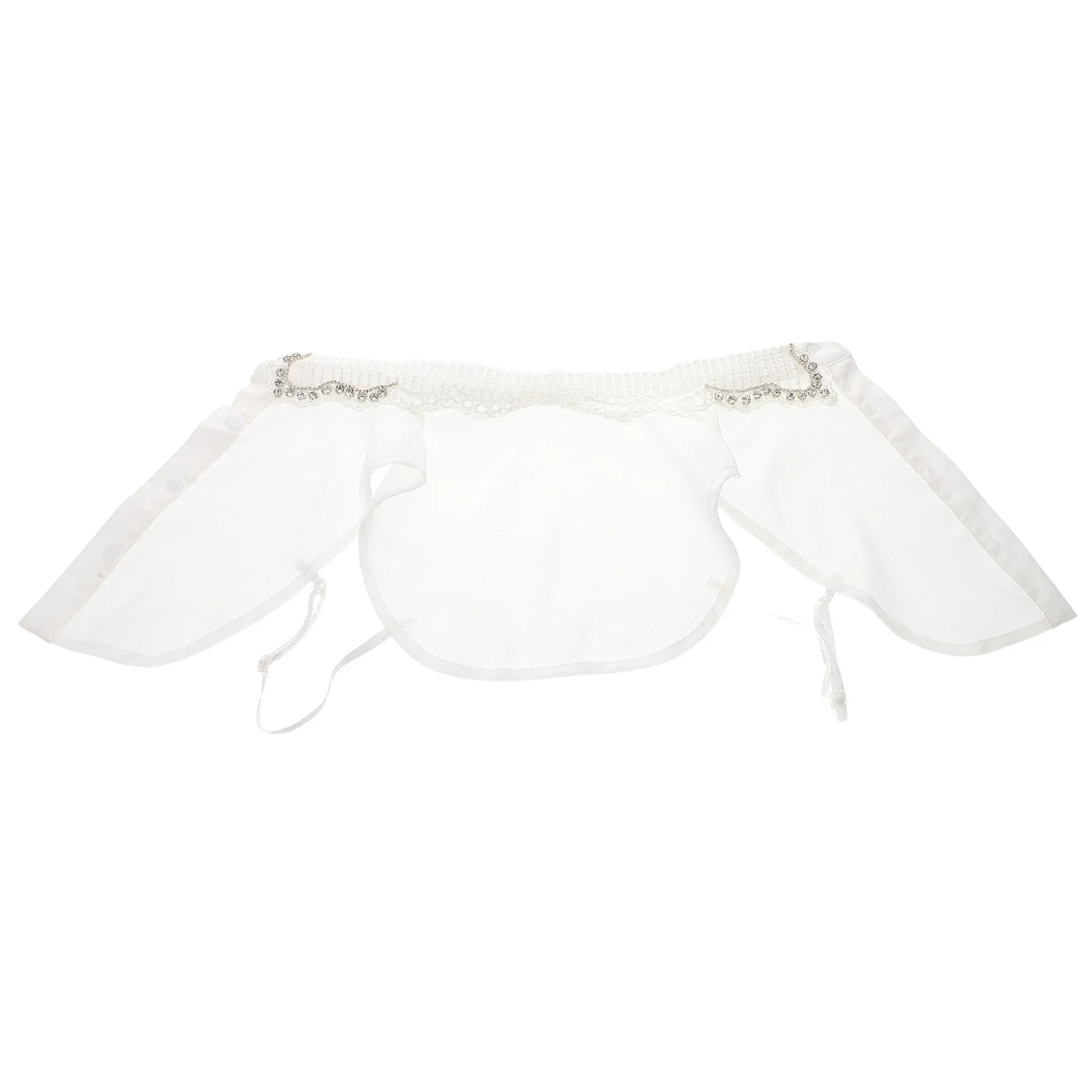 

Detachable Chiffon Fake Collar Rhinestone Half Shirt Dickey Blouse for Spring Autumn Winter Sweaters Coats Versatile Accessory