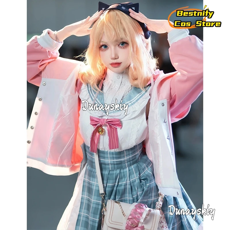 

Bestnify Cos*/Anime Vtuber Youtuber Cosplay Millie Costume Winter Uniform Coat Sleeveless Sailor Suit Plaid Dress Cute Lolita