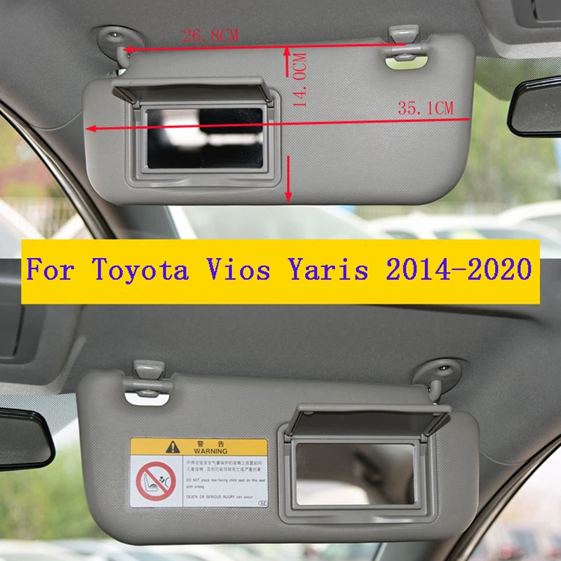 Dla Toyota Vios Yaris 2014-2020 Samochód Przednia lewa / prawa osłona przeciwsłoneczna Panel przeciwsłoneczny z wymianą lusterka do makijażu