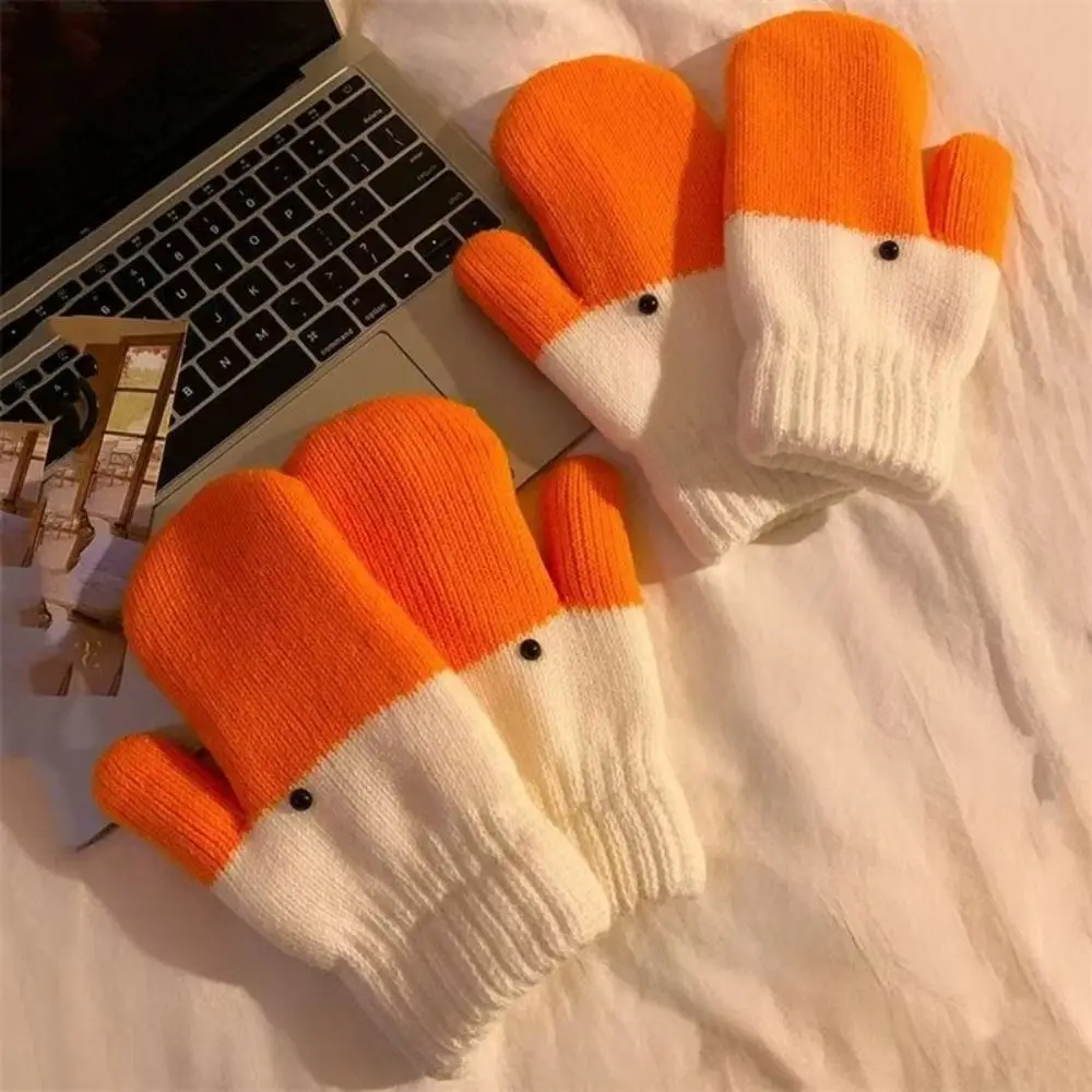 Big Goose Shape Mitten Gloves to Keep Warm Cold Protection Women's Gloves with Thickened Fleece Finger-separated Gloves