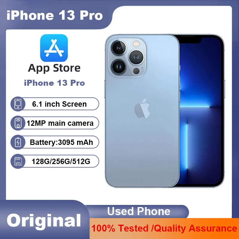 Apple iPhone 13 Pro 6.1" 128GB 256GB 512GB ROM Original Retina OLED RAM 6GB IOS Face ID NFC Unlocked 5G Used Mobile Phone