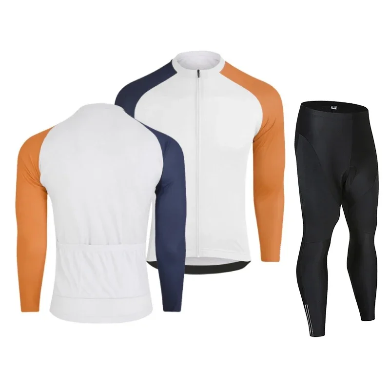 Ensemble de maillot de cyclisme à manches longues pour hommes, vêtements de vélo, pantalon à bretelles, uniforme de vélo VTT, printemps, automne