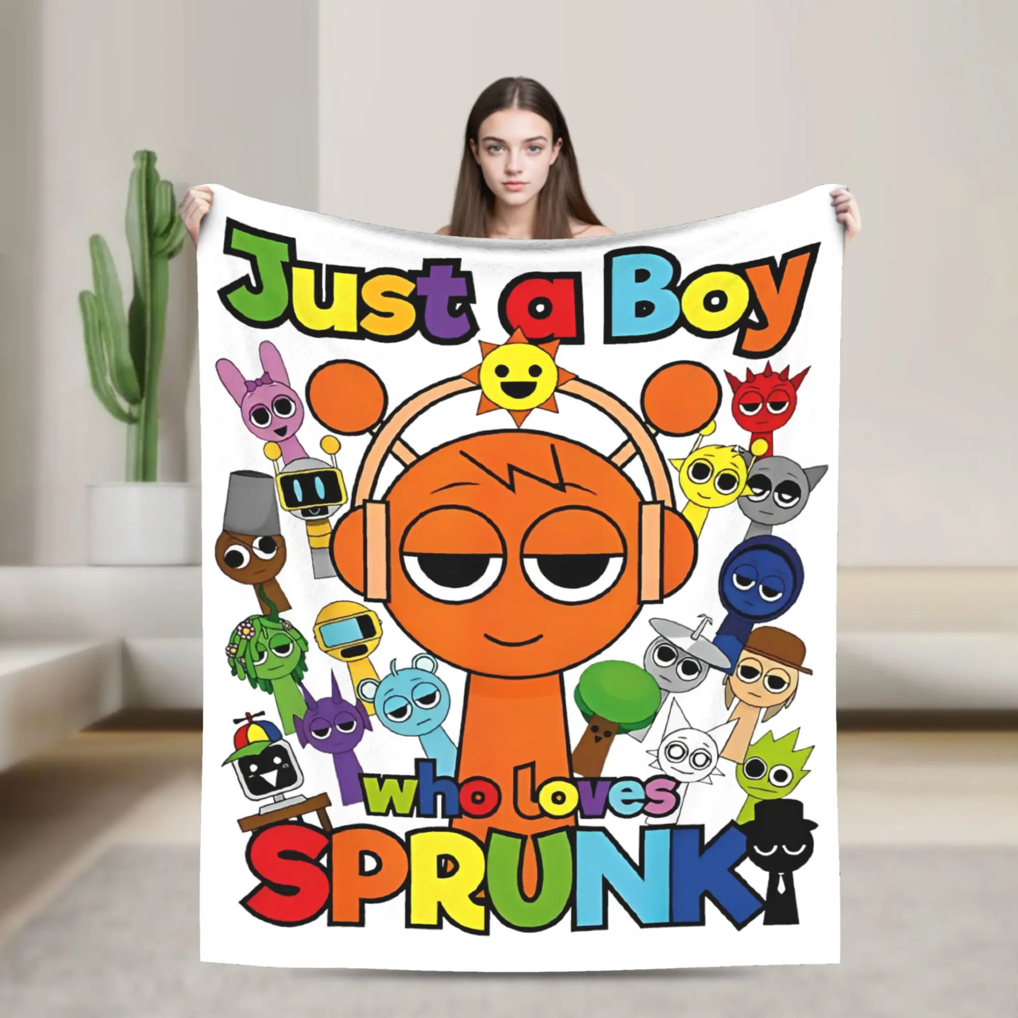 Sprunki Fuzzy Blanket Sprunki boys Oren Just a boy who loves Sprunki  Customized Throw Blankets for Bed Sofa Couch Rug Piece