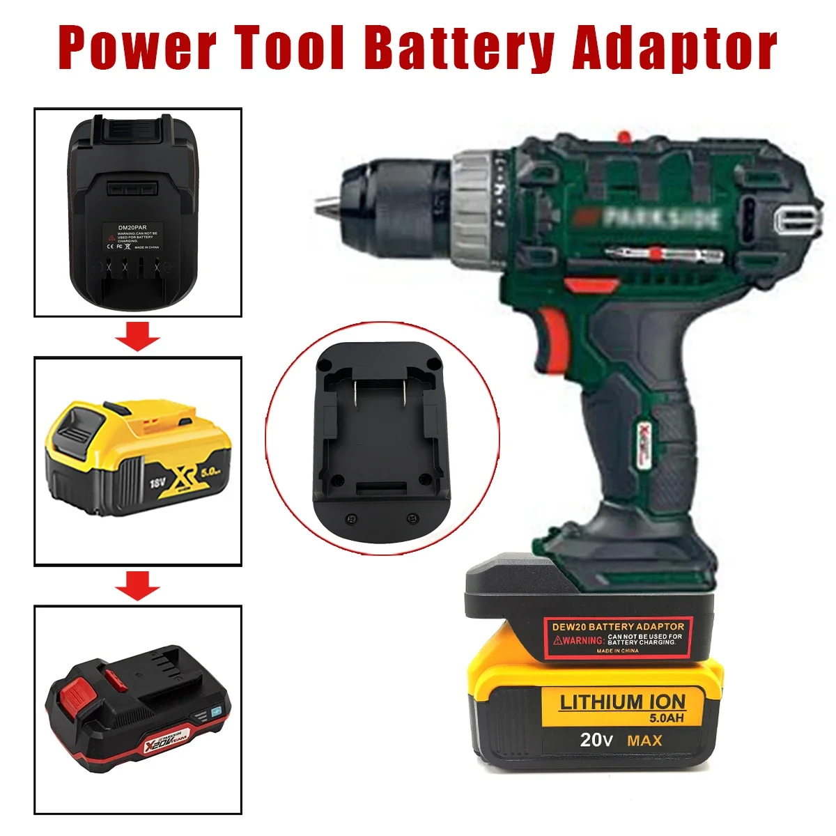 Converter Battery Adapter For Milwaukee 18v Li-ion Battery Convert To For Parkside 20V Li-ion Battery Electric Power Tool Drill