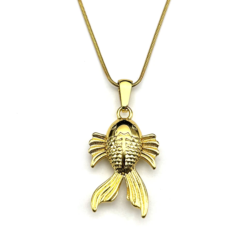 Halskette mit kleinem goldenen Fisch-Anhänger für Damen und Herren, Edelstahl, goldfarben, Lucky China, schöne Tierkette, Schmuck, Geschenke – Detail 6