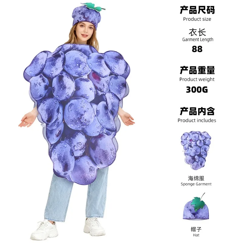 Purple Grape Cluster Foam Tunic Costume With Round Grape Shape For School Events Halloween Parties And Character Role Play