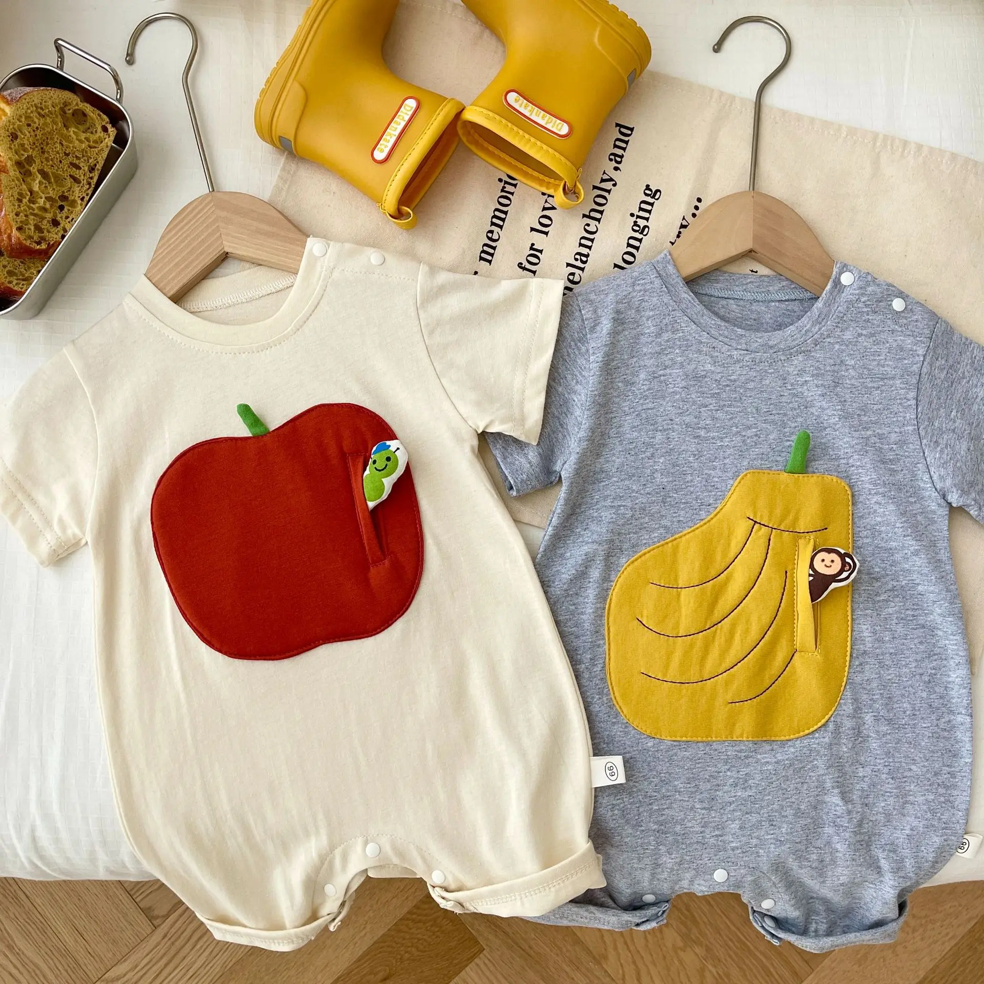 Newborn Patch Romper Summer 0-2Y Boy Girl Baby Fruit Cotton Short Sleeves Romper Infant Cartoon Casual One-piece Toddler Costume