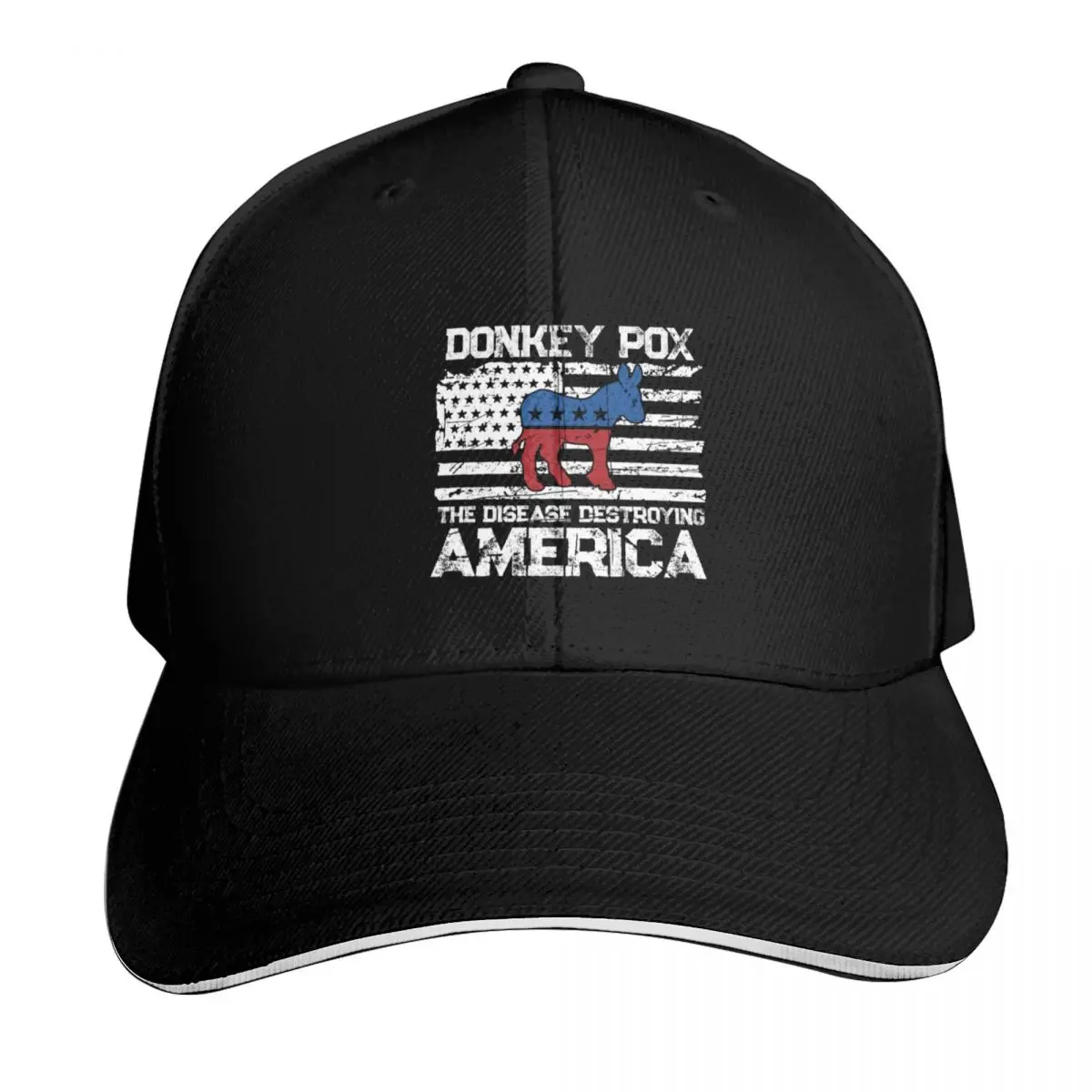 

Donkey Pox The Disease Destroying America MonkeyPox USA Flag Baseball Cap party Hat Male hat Trucker Cap Boy Child Women's