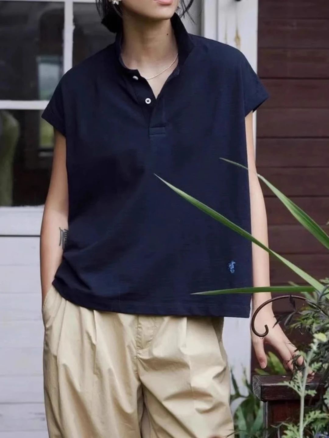 Casual Loose Cotton T-Shirt Women's Short Sleeve Embroidered  Shirt Breathable Mesh Control Comfortable Summer Top