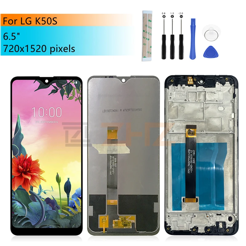 For LG K50S LCD Display Touch Screen Digitizer Assembly Lcd Digitizer K50S Screen LMX540HM With Frame Replacement Repair Parts