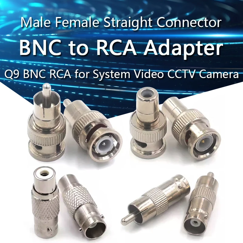 Q9 BNC To RCA AV Male Female Straight Connector RCA AV To BNC Male Female Adapter for System Video CCTV Camera