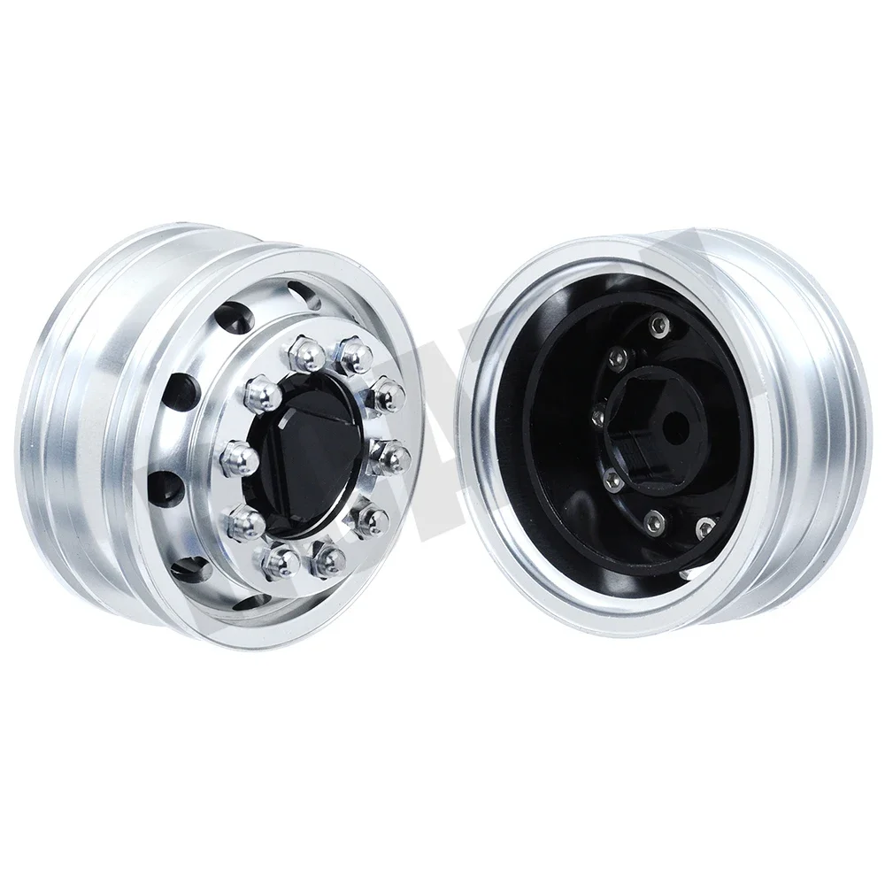 2PCS High Quality CNC Metal Alloy Front Rear Wheel Hub Rim For 1/14 Tamiya RC Truck car SCANIA R470 R620 FH12 ACTROS