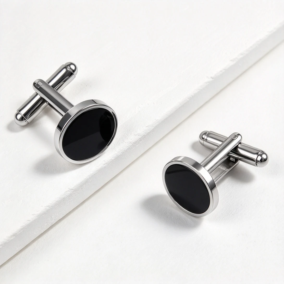 5쌍의 고급스러운 검은색 에나멜 소재의 둥근 커프스 버 - Cufflinks Men Stainless Steel Luxury 리뷰 및 가격