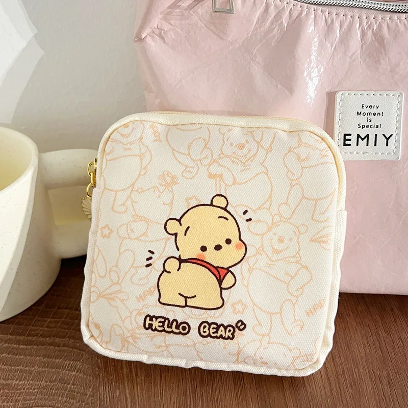 Disney-Carteira com Zíper para Meninas, Urso Pooh, Winnie Tia Tampon Bolsa de Armazenamento, Bolsa de Toalha Bolsa de Moedas Bolsa de Armazenamento Sanitário, Presente