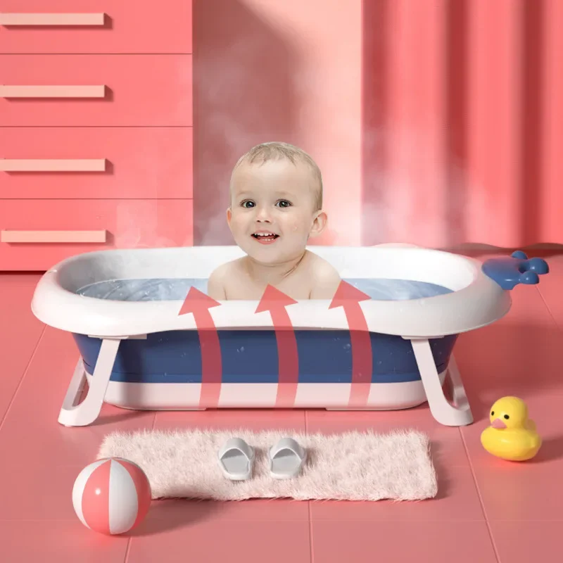 Spacious Folding Baby Bathtub Large Newborn Shower Tub with Steam Generator for Sauna Suitable for Sitting and Lying Down