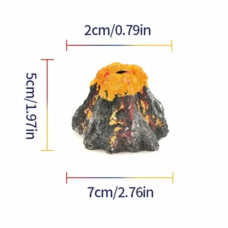 Aquarium Volcano Decoration with Air Stone Fish Tank Bubbler Ornament Resin Volcano Rock for Oxygen Diffuser Fish Hideout Fish