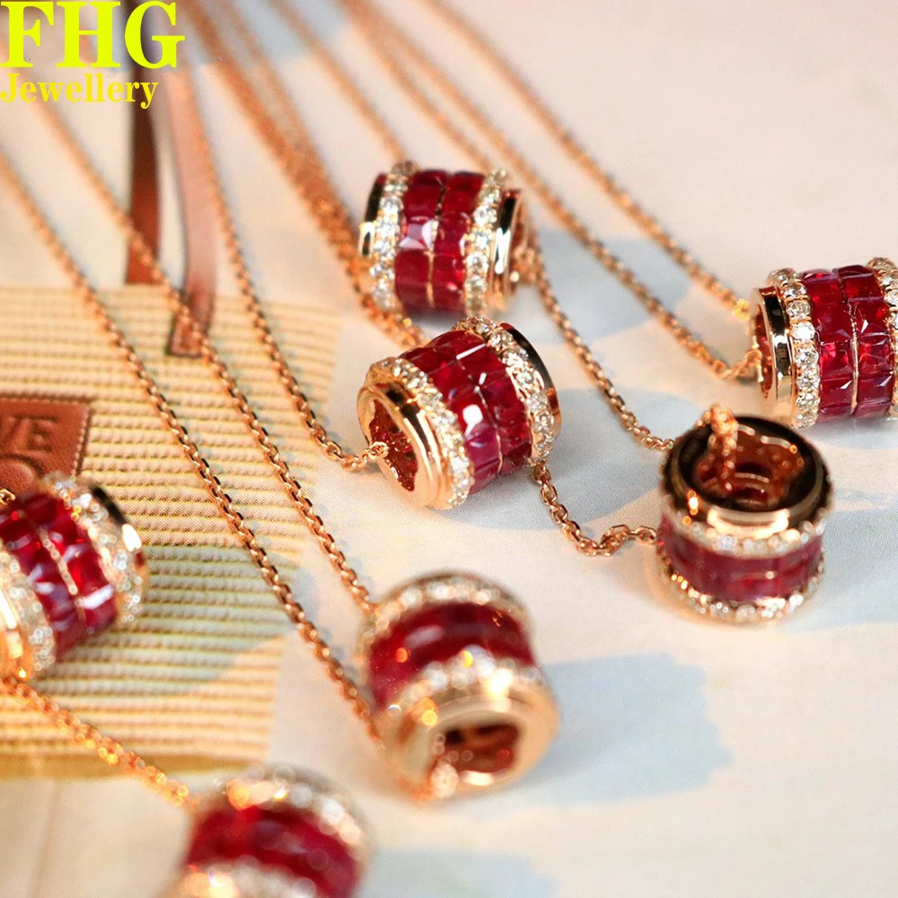 

Natural ruby1Ct and Natural Real Diamond 0.3Ct 18K Rose Gold Necklcae Ladies Birthday Gift Party Wedding Jewelry