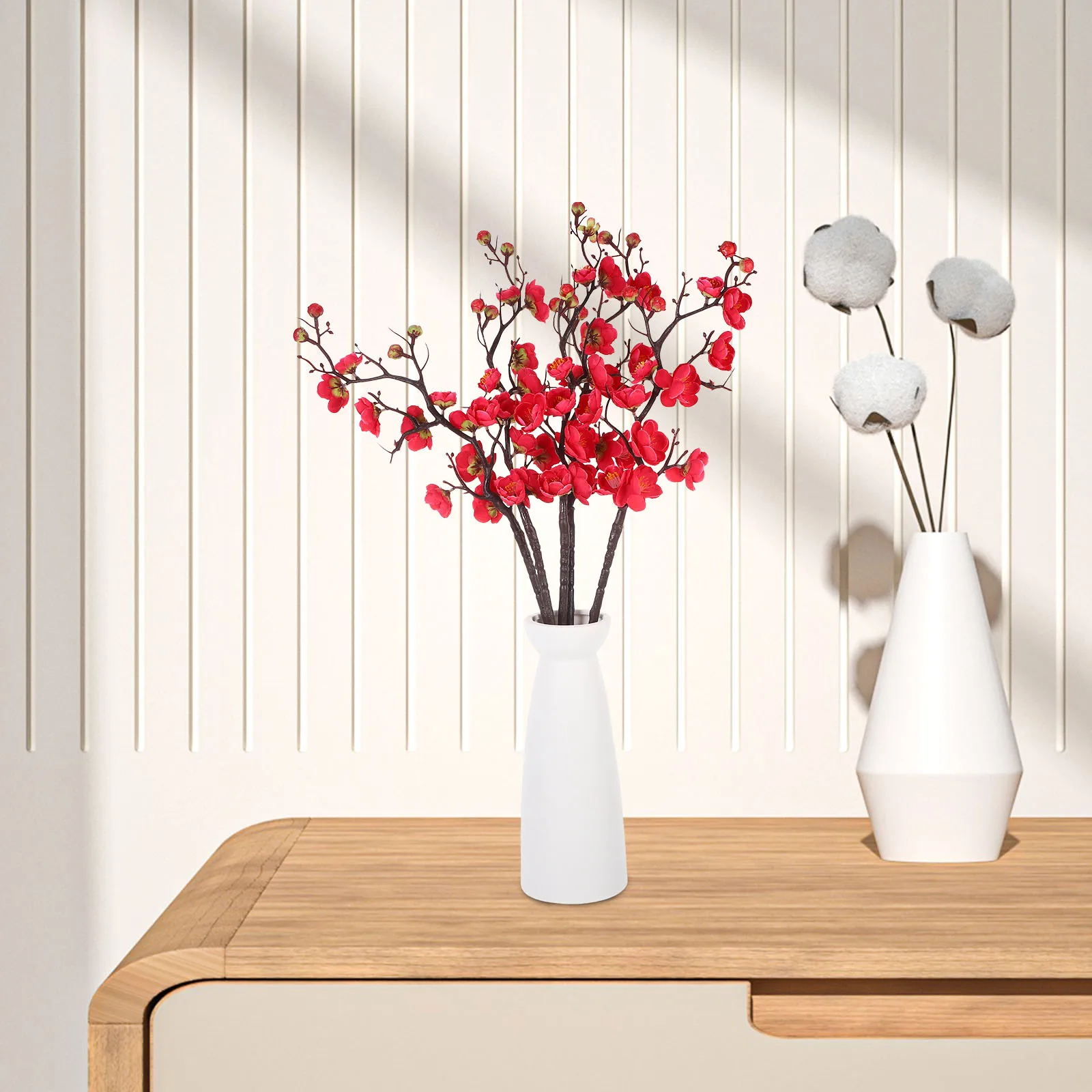 

5 Pcs Artificial Plum Blossom Decoration Silk Flowers 60cm Lifelike Wedding Home Office Coffee Shop Fake Flower Vases Year Round
