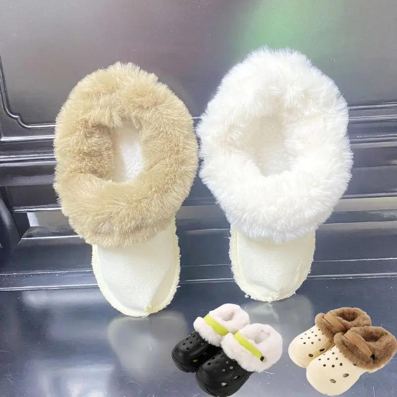 1Pair Thicken Furry Inserts Fur Insoles Clogs Shoes Liners For Women Men Fur Replacement Plush Shoe Pads Slippers Plush Liner