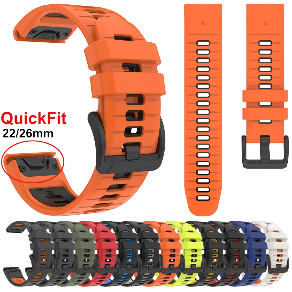 QuickFit 22 26 mm Sport-Silikonarmband für Garmin Fenix ​​7X 7 8 Pro E/Tactix 8/Quatix 8/Forerunner 970 965 745 Armband-Uhrenarmbänder