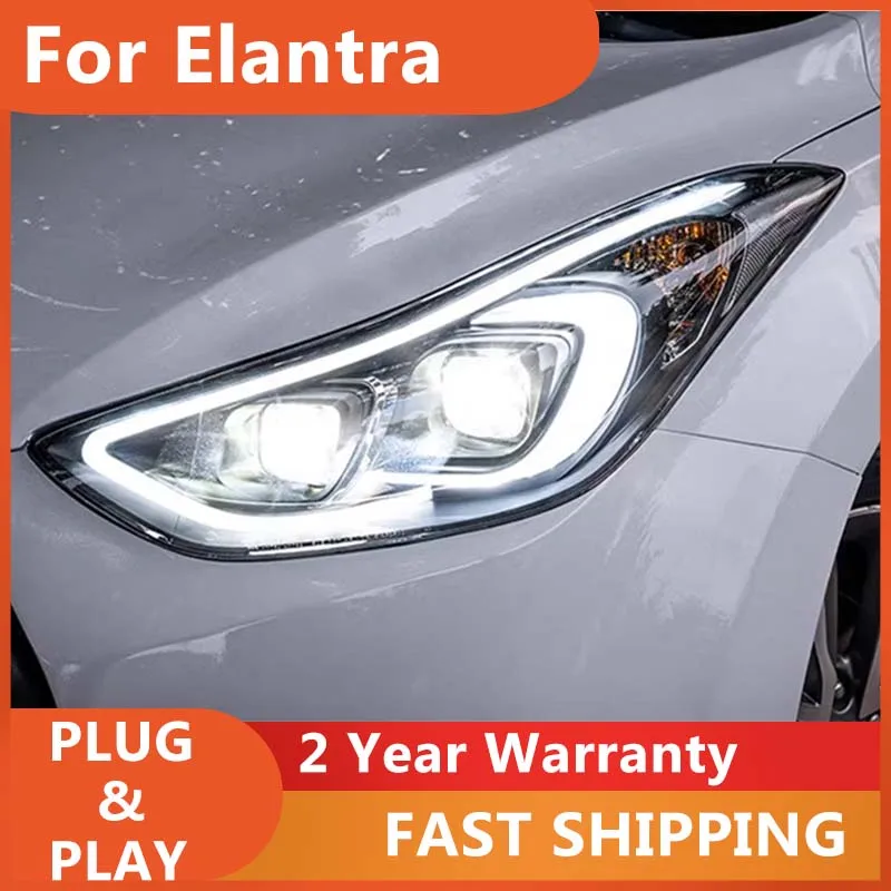 

Автомобильные аксессуары для Hyundai Elantra, головной фонарь 2011-2016 Elantra MD, фара DRL, указатель поворота, ближний свет, линза проектора