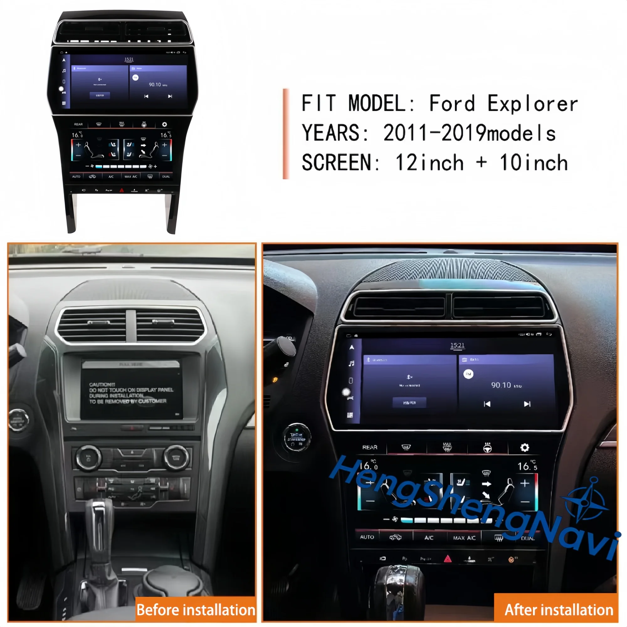 Dashboard Digital Cluster Android 14 Car Radio Multimedia Player For Ford Explorer 5 2011-2019 Carplay Navi Auto Stereo Headunit view 3