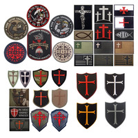 NEW Knights Templar Embroidered Patches Cross Military PVC Patch Tactical Combat Rubber Embroidery Badges For Jackets Clothing