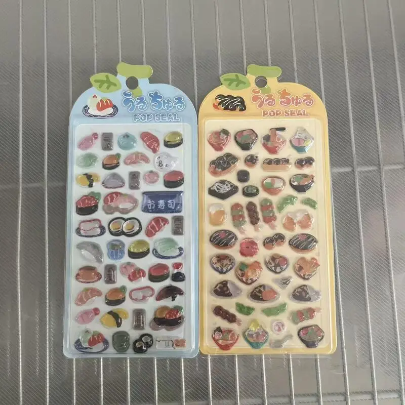 

Japanese Cartoon Sushi Food Lamian Noodles 3D Crystal Relief Sticker Kawaii Phone Case Diy Material Decoration Student Award