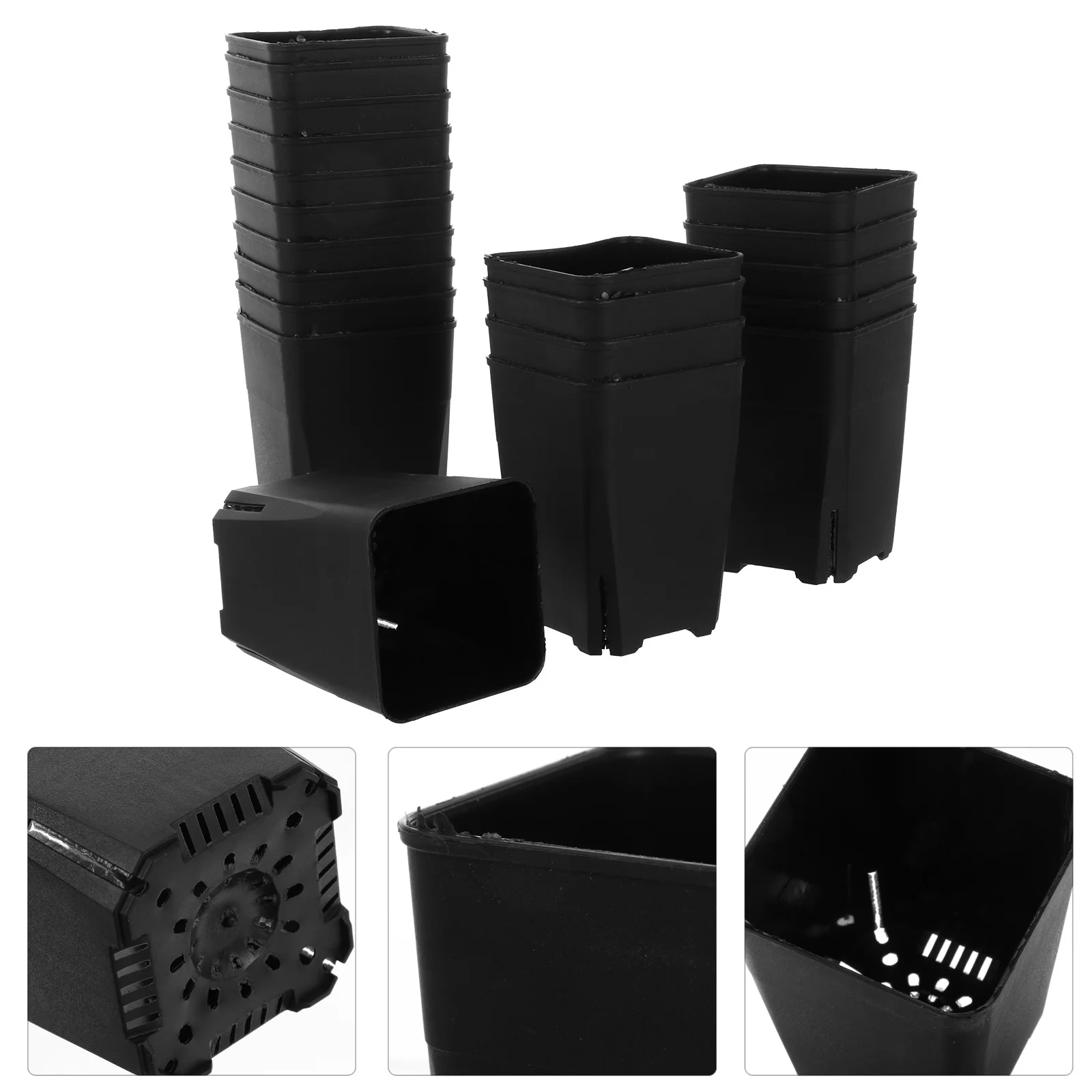 

20Pcs Plastic Balcony Plant Pots Nursery Flower Durable Breathable for Home Garden Small Vegetables Succulent Plants