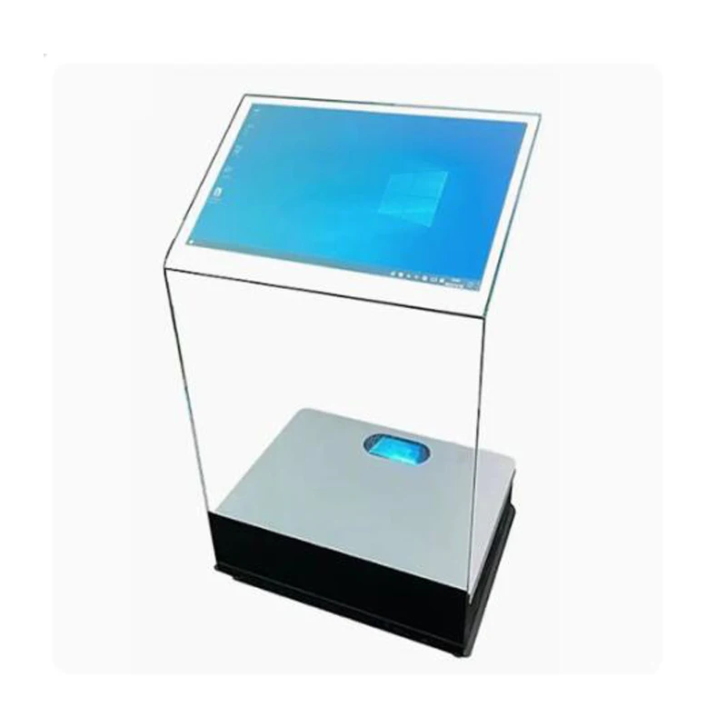 New Technology Modern Style Transparent Glass Crystal Podium All-in-one Machine Exhibition  Imaging Lcd Touch Screen Digital Hd