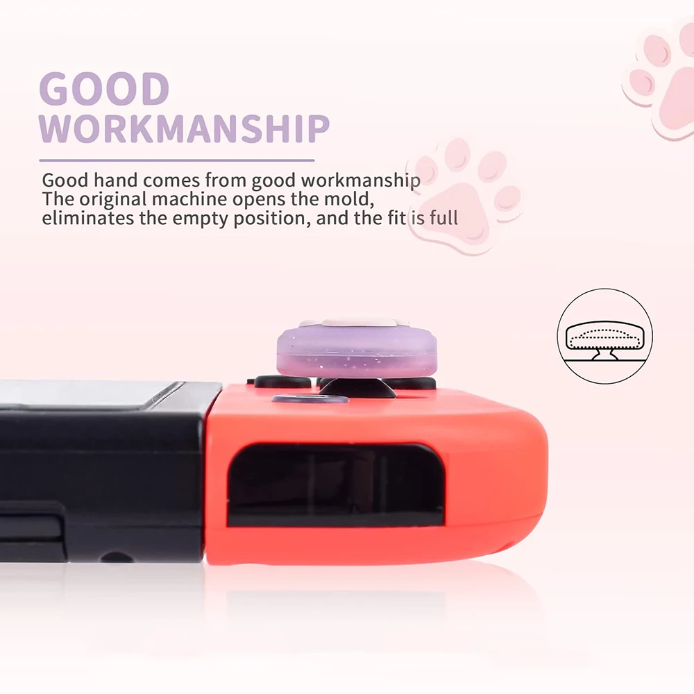4pcs Cute Glitter Cat Thumb Stick Grip Cap Joystick Soft Protective Case for Switch OLED Joy-con Controller NS LITE Button Cover