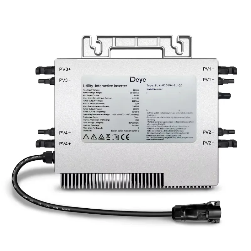 【Professional】Deye Brand 2000w Microinverter Inverter DC20V-60V To AC 230V Deye Microinverter Grid Tie Converter For 4PCS 300-6