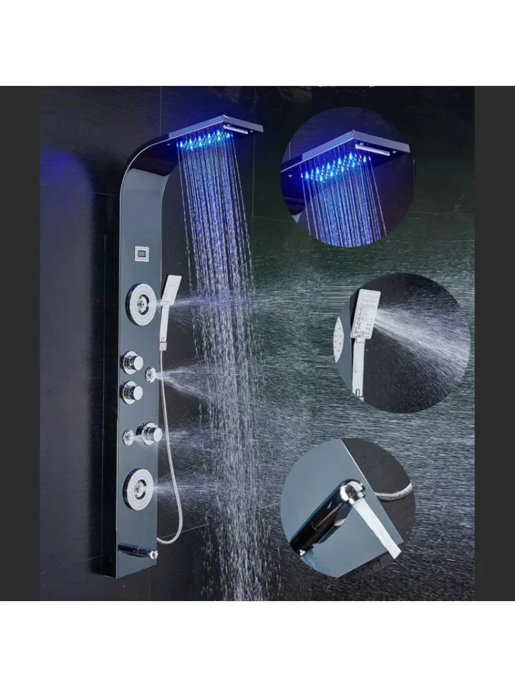 Waterfall Rainfull Shower Panel  SPA Sprayer Jets 3 Handles Shower Column Faucet Tower Hand Shower Tub Spout