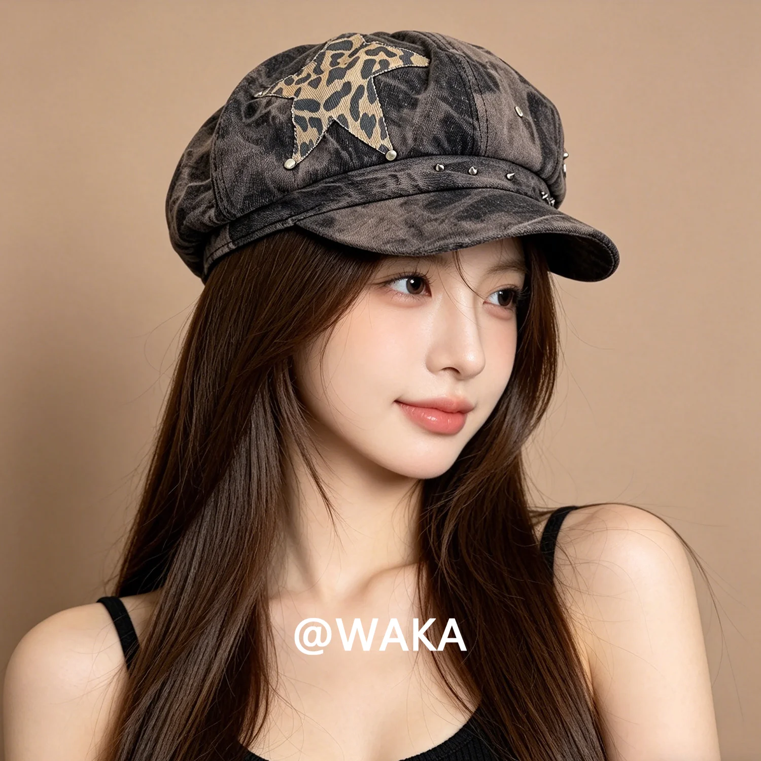 waka-adjustable-denim-newsboy-cap-for-women-men-leopard-star-studded-y2k-streetwear-octagonal-beret-hat