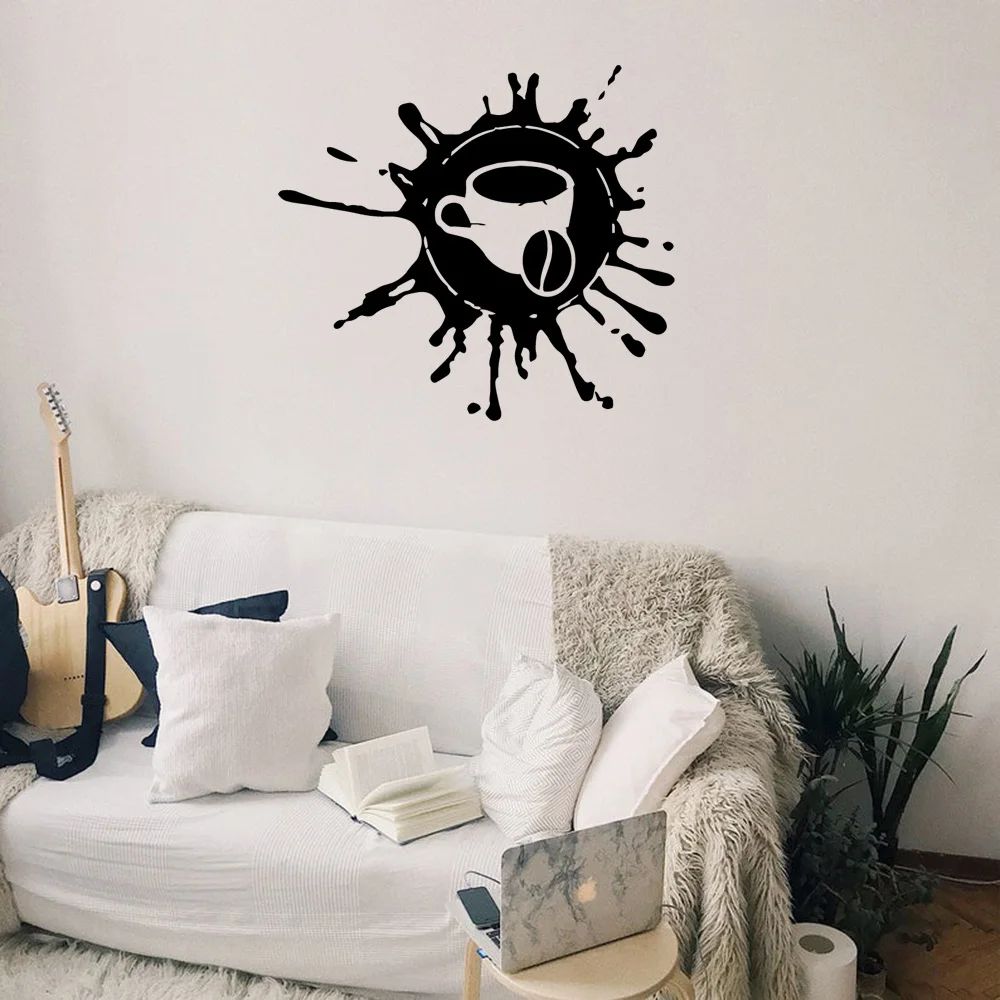 Autocollant artistique coloré pour café, 1 pièce, autocollants muraux imperméables, décoration murale pour la maison
