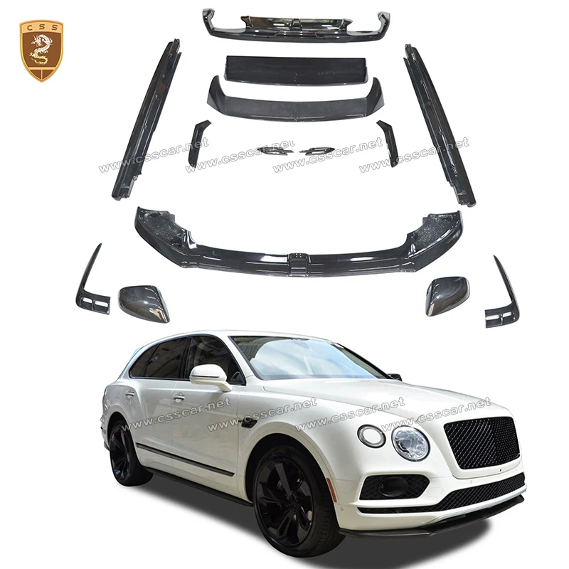 For Bentley Bentayga W12 Limited Edition Car Front Bumper Wind Knife Spolier Wing Rear Mirror Cap MSY Style Engine Bonnet Hood