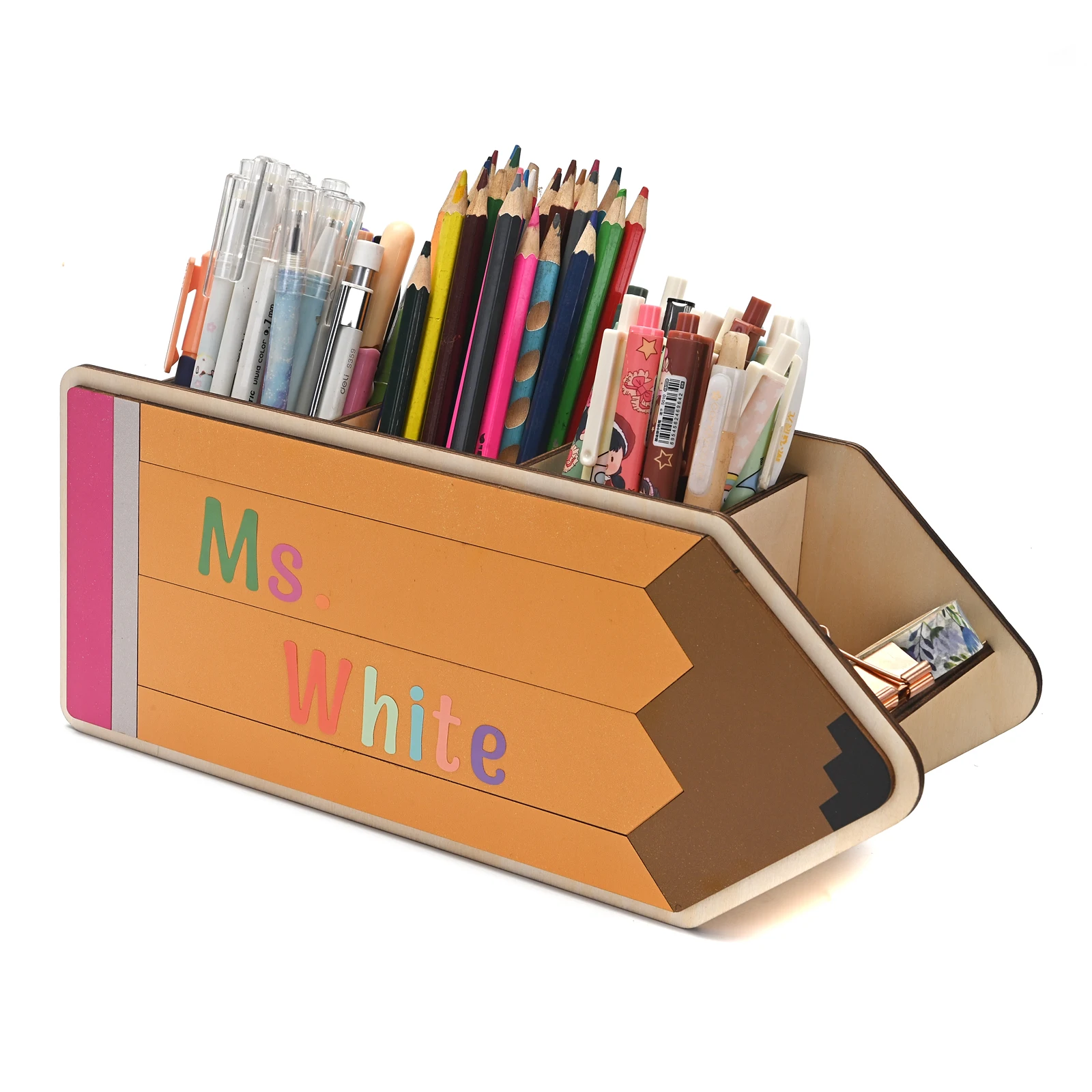 Teachers Desktop Organizer Wooden Pen Holder Diy Pencil Design Holders For Teacher Appreciation Gifts Student Desk Accessory