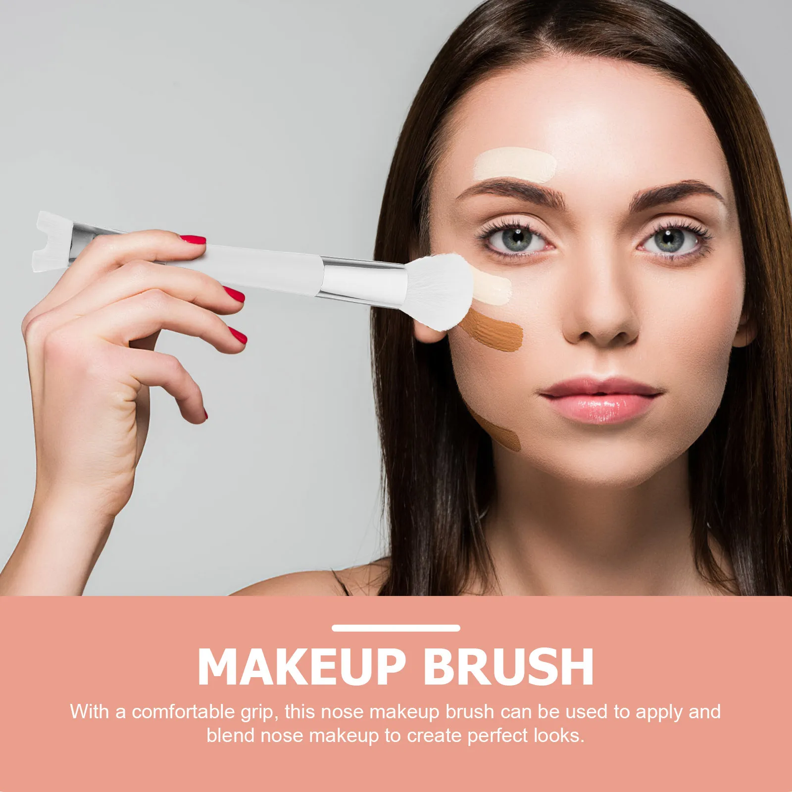 

2Pcs Blush Brushes Nose Contour Dual-End Makeup Tools for Women Long-Lasting Reusable Soft Blendable Beauty Salon Home Use