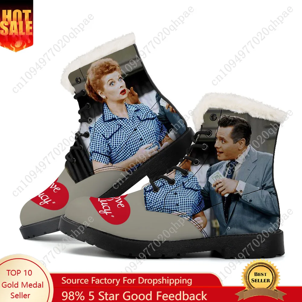 

I Love Lucy Plush Boots Mens Womens Teenager Shoes Casual Boot Outdoor Light High Quality Couple Print on Demand Customize Shoe