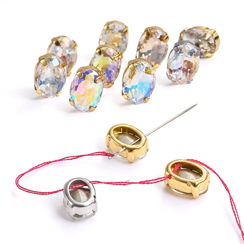 Oval Claw Crystal Rhinestone High Quality K9 Glass Beads Glitter Stone Decoration Sewing Crystals Gem Jewelry Making Accessories