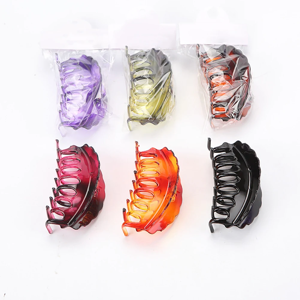 

6 Pcs Color Barrettes Ponytail Holder Hair Clip Headgear Resin Claw Clips Claws