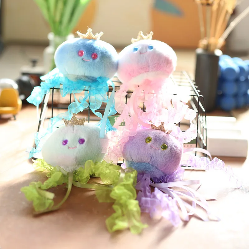 new Internet celebrity same style cute ribbon jellyfish pendant  plush cartoon smile octopus doll  pretty keychain  couple gift