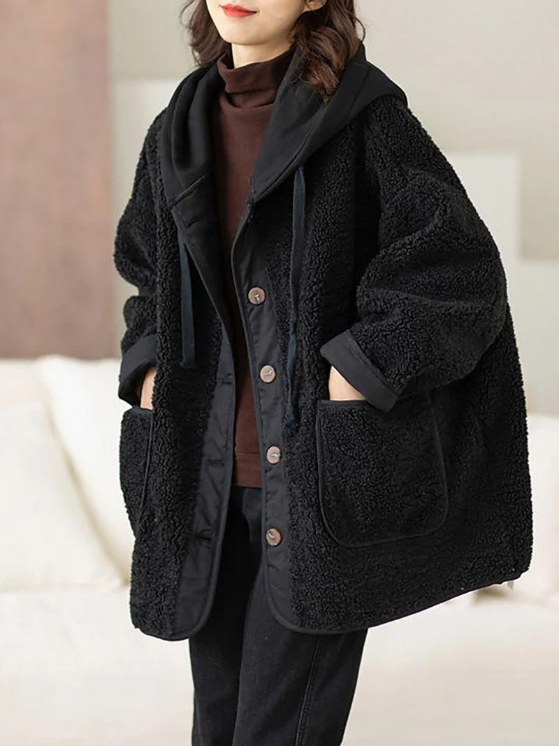 

Женская повседневная утепленная хлопковая куртка с вставками из овечьей шерсти в корейском стиле, осенне-зимняя новинка, большие размеры