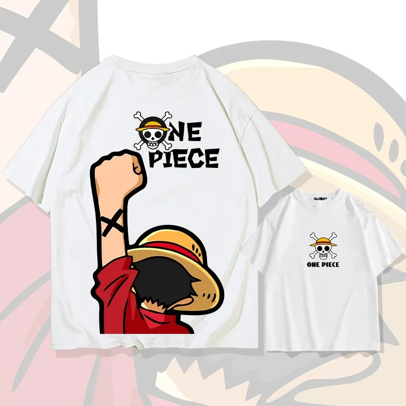 One Piece Monchi D. Luffy animation characters short sleeve T-shirt men's cotton loose youth half sleeve trend top summer dress