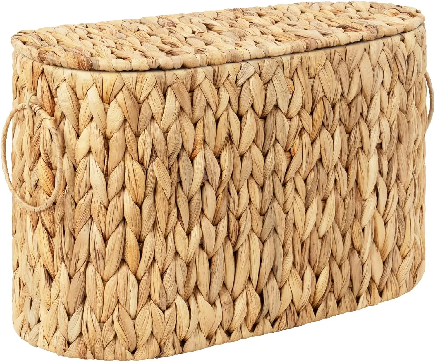 

Natural Water Hyacinth Toilet Paper Storage Basket with Lid, Holds 6 Rolls, Bathroom Organizer for Modern Homes
