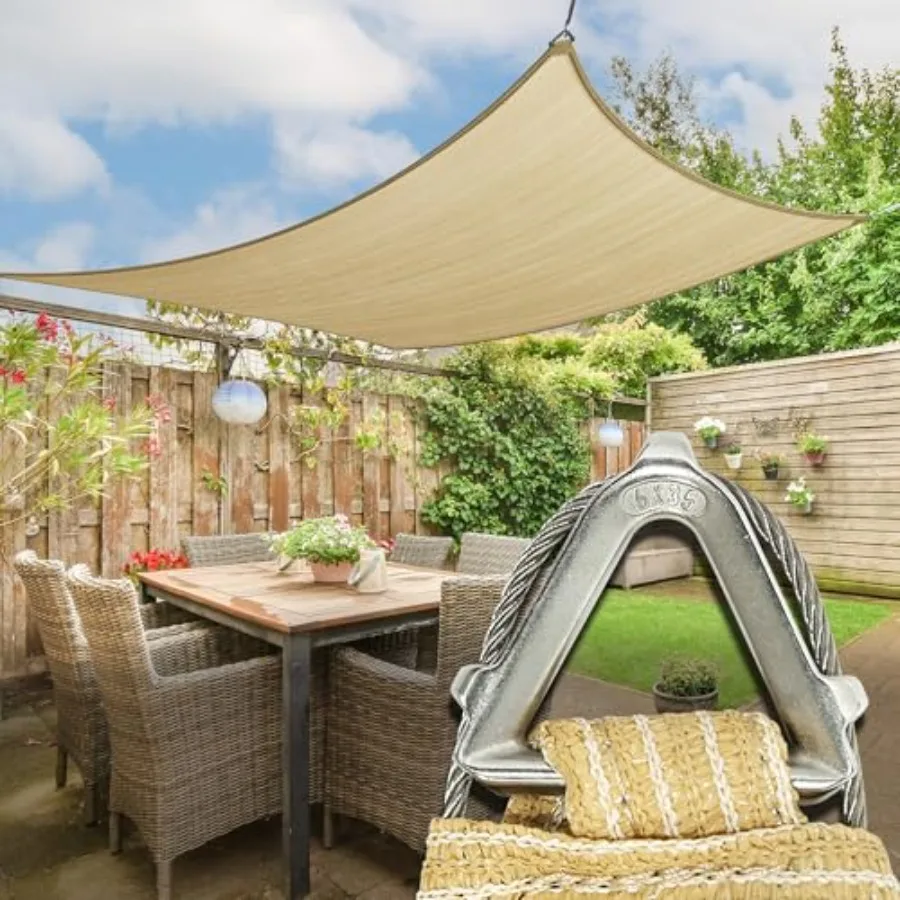 

Royal Shade Heavy Duty 8' x 15' Beige Sun Shade Rectangle Pro Ring Customized Size Shade Sail 260 GSM Commercial Grade UPF50 Su