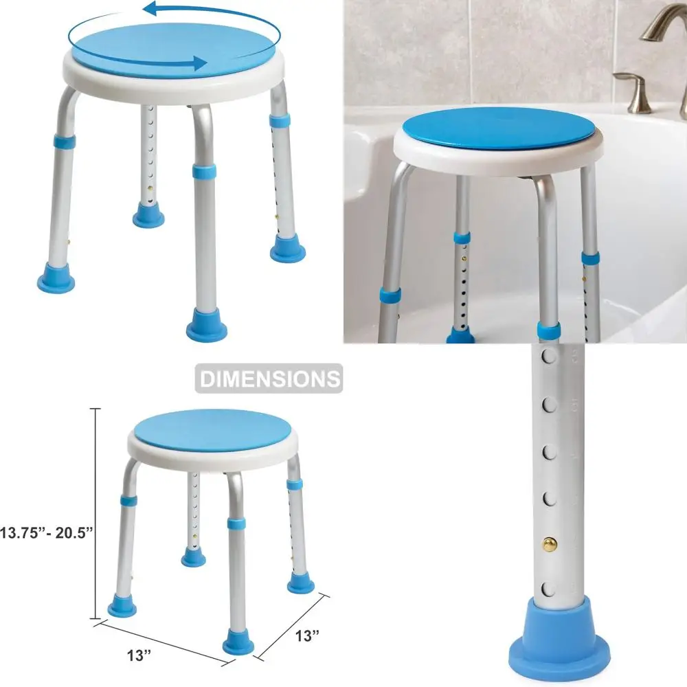

Adjustable Swivel Shower Seat with Anti-Slip Rubber Tips for Enhanced Safety and Stability