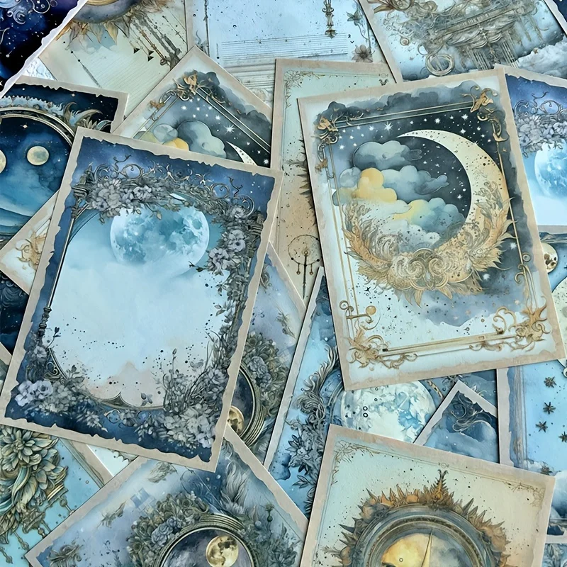 30 feuilles ciel étoilé lunaire rétro Scrapbooking matériel fond papier Journal compte à main bricolage fournitures de papeterie créatives