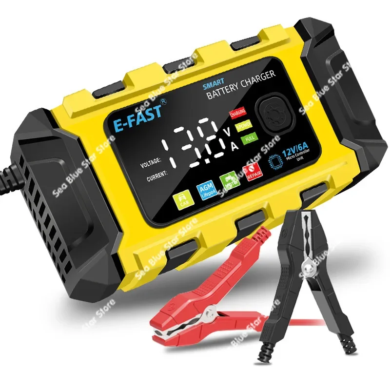 E-FAST Car Motorcycle Battery Charger, Lithium Iron Lead Oxide Charger 12V Battery Charger