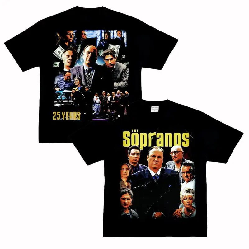 

OPRANOS American Drama Sopranos Family American Crew Neck LargeSize Street Literary Retro Men's Short-sleeved T-shirt Summer Top